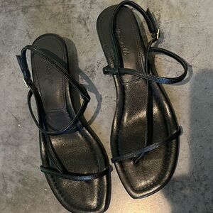The Maycie Asymmetric T-Strap Sandal by Madewell (Black Strappy Sandals) NWOT